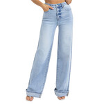 Risen RDP5975 Tummy Control H/R Wide Cuffed Jeans LT