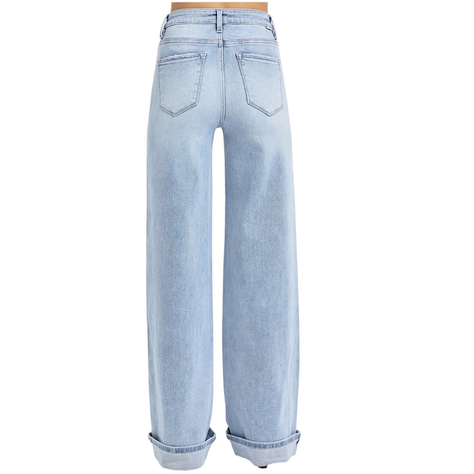 Risen RDP5975 Tummy Control H/R Wide Cuffed Jeans LT