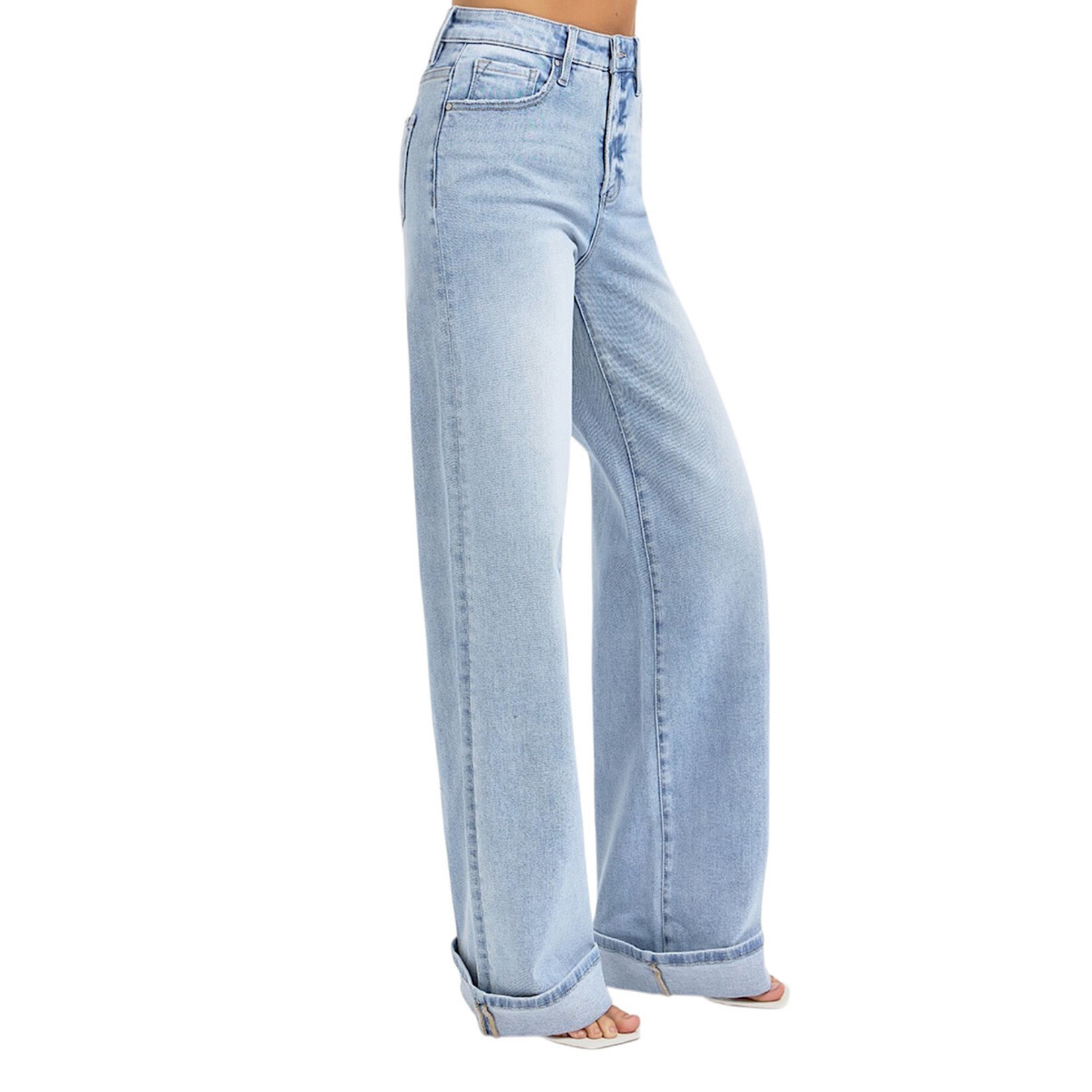 Risen RDP5975 Tummy Control H/R Wide Cuffed Jeans LT