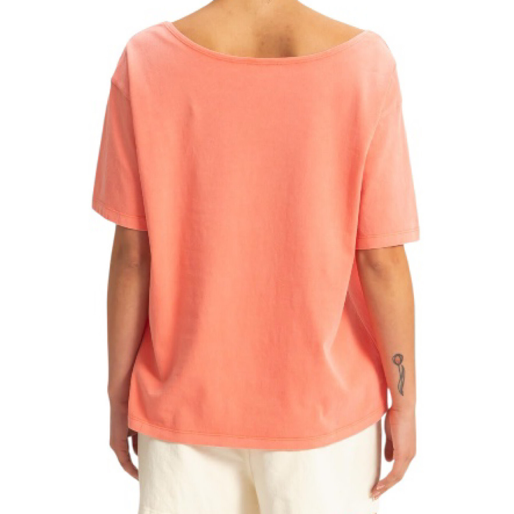 Coral Boatneck Short Sleeve Basic Tee