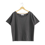 Black Boatneck Short Sleeve Basic Tee