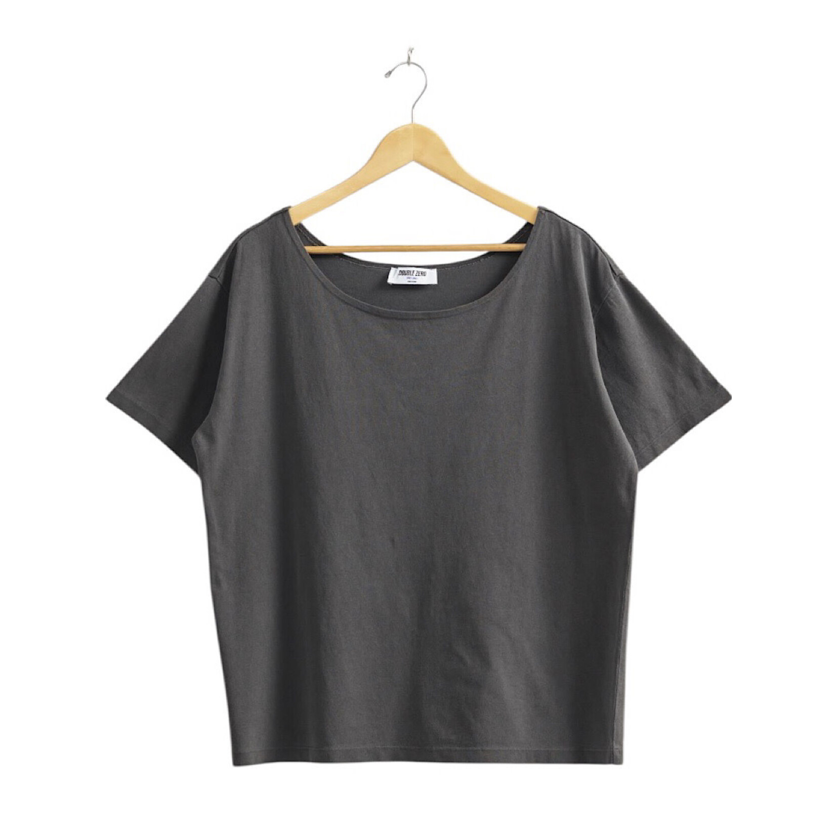 Black Boatneck Short Sleeve Basic Tee