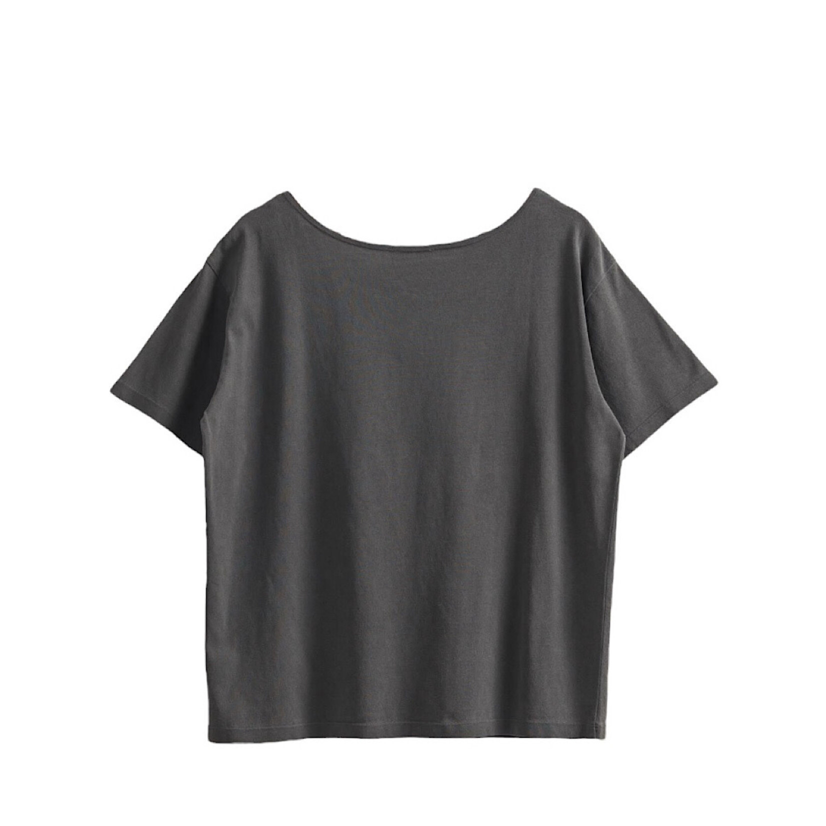 Black Boatneck Short Sleeve Basic Tee