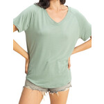 Sage Green V-Neck Oversized Relaxed Fit Tee