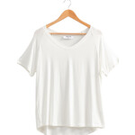 Off White V-Neck Oversized Relaxed Fit Tee