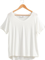 Off White V-Neck Oversized Relaxed Fit Tee