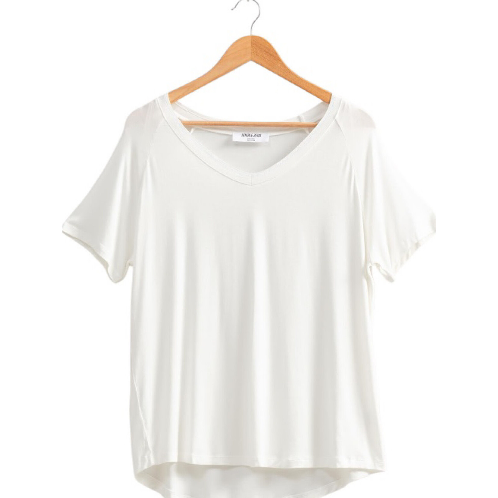 Off White V-Neck Oversized Relaxed Fit Tee