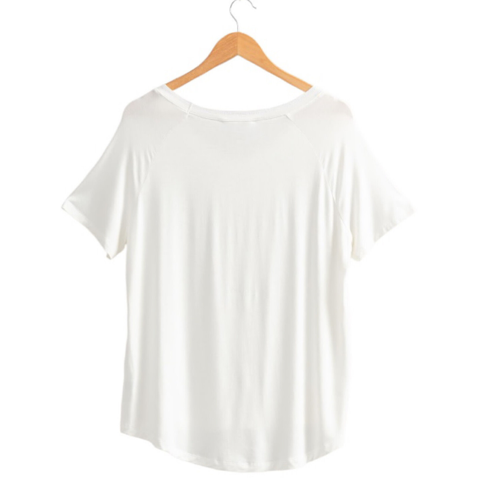 Off White V-Neck Oversized Relaxed Fit Tee