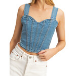 Light Denim Washed Sleeveless Bustier Top