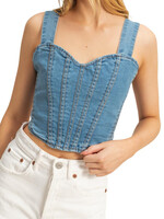 Light Denim Washed Sleeveless Bustier Top