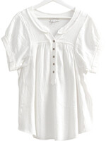 Off White  Double Gauze Short Sleeve Relaxed Fit Top