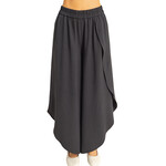 Black Overlap Flowy Pants
