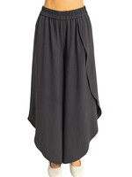 Black Overlap Flowy Pants