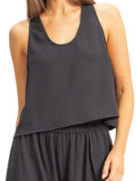 Black Flowy Scoop Neck Tank