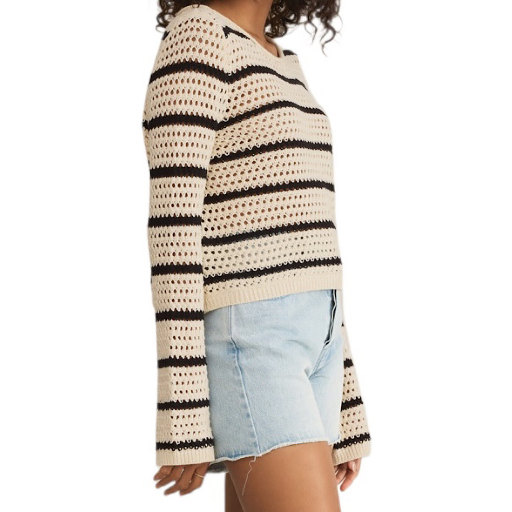 Z Supply Z Supply Kit Stripe Crochet Sweater Sea Salt