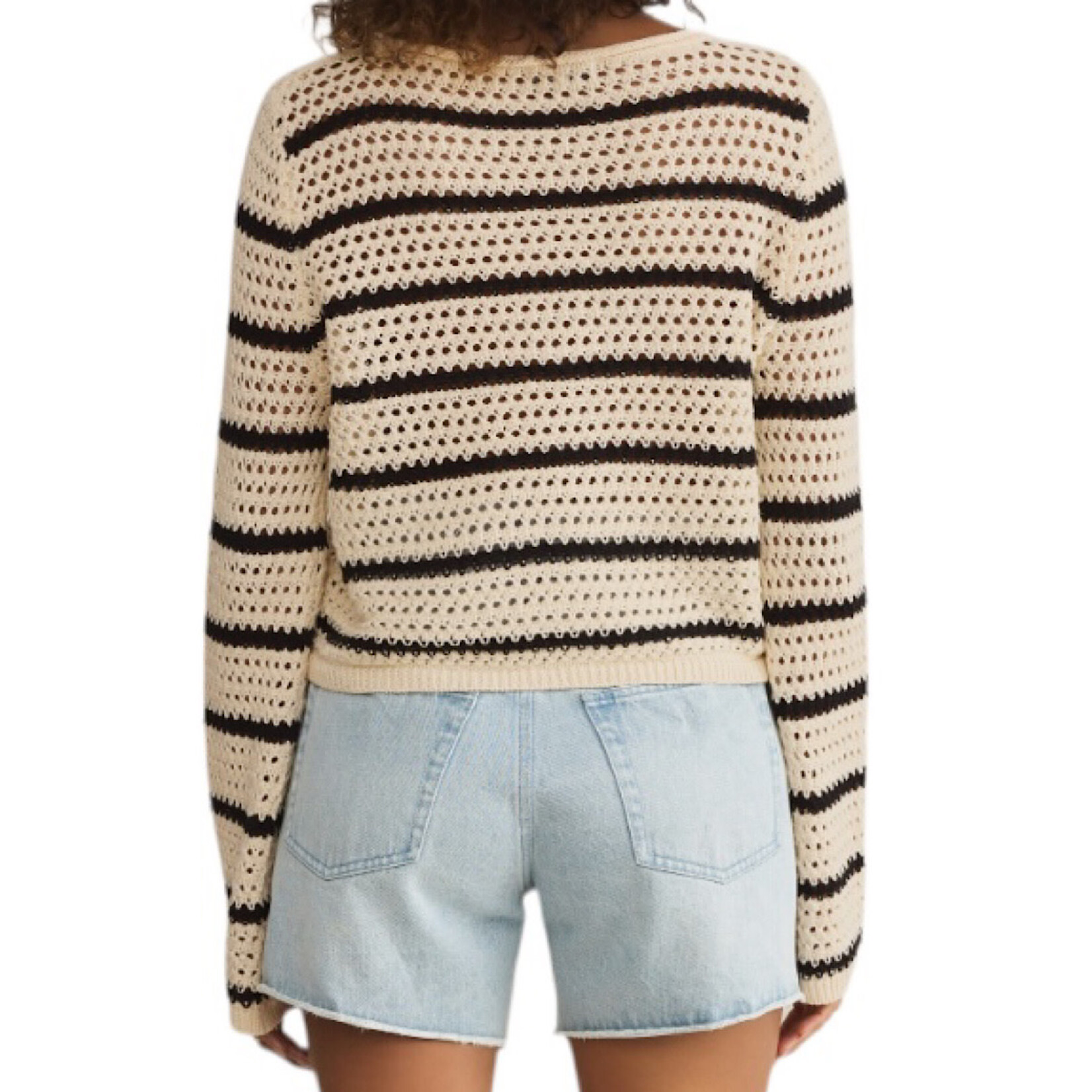 Z Supply Z Supply Kit Stripe Crochet Sweater Sea Salt