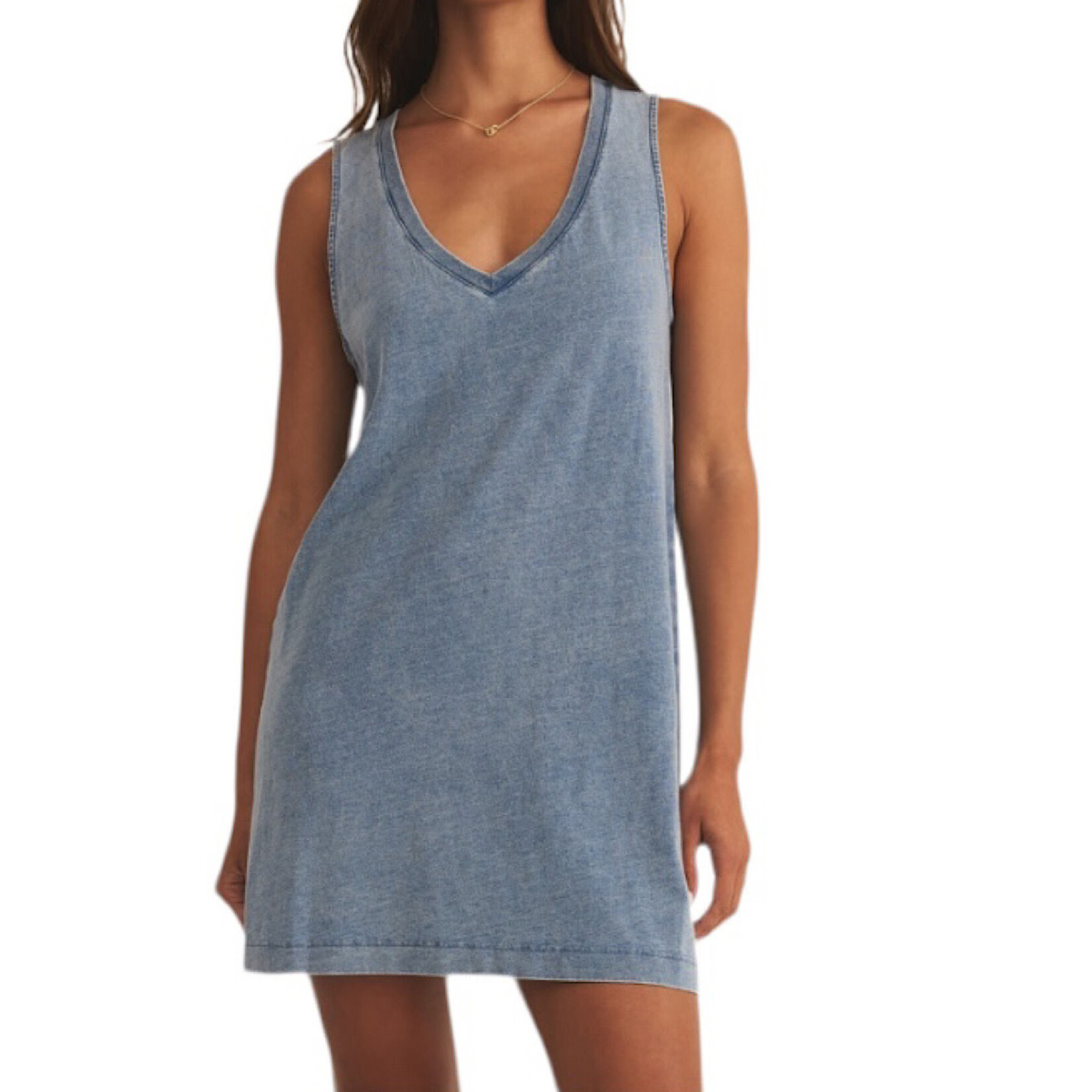 Z Supply Z Supply Sloane V-Neck Knit Denim Dress Medium Indigo