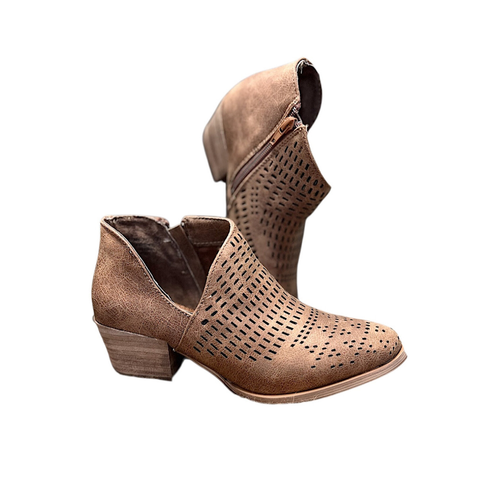 Very G Tan Laserette Booties