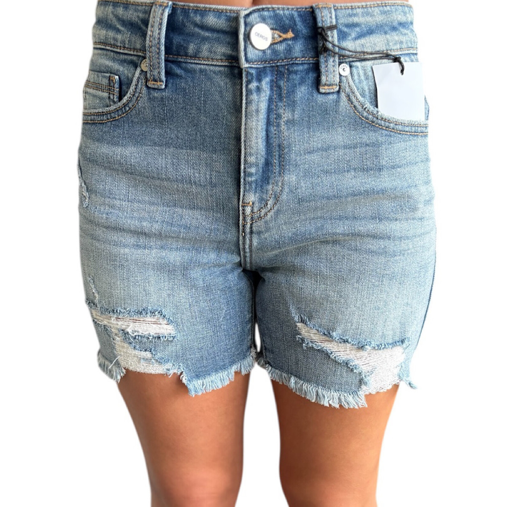 CMH1062 Medium Blue High Rise Shorts