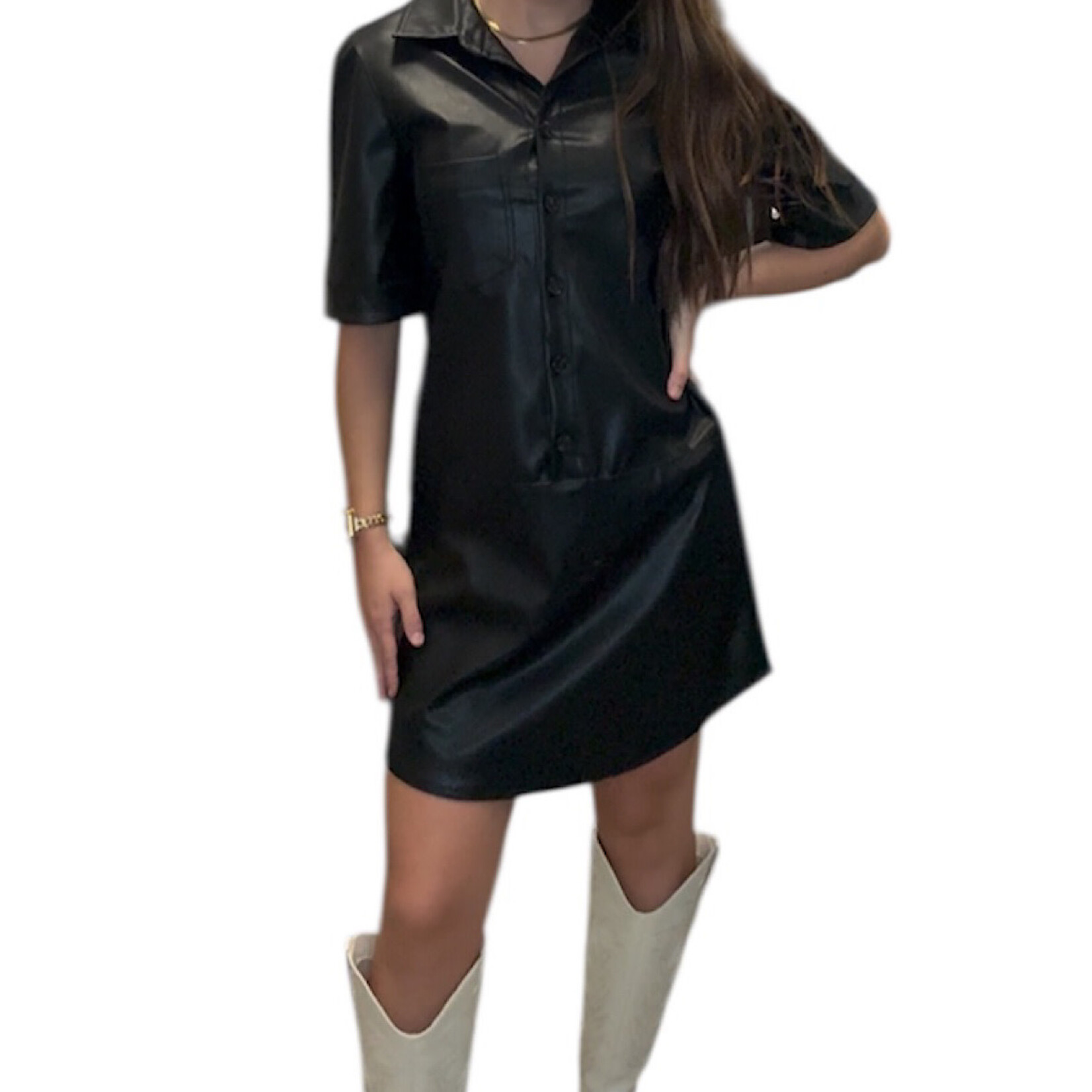 Black Vegan Leather Dress