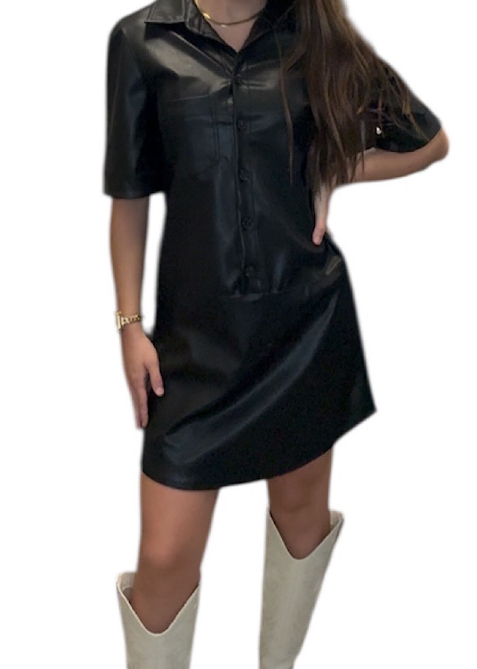 Black Vegan Leather Dress