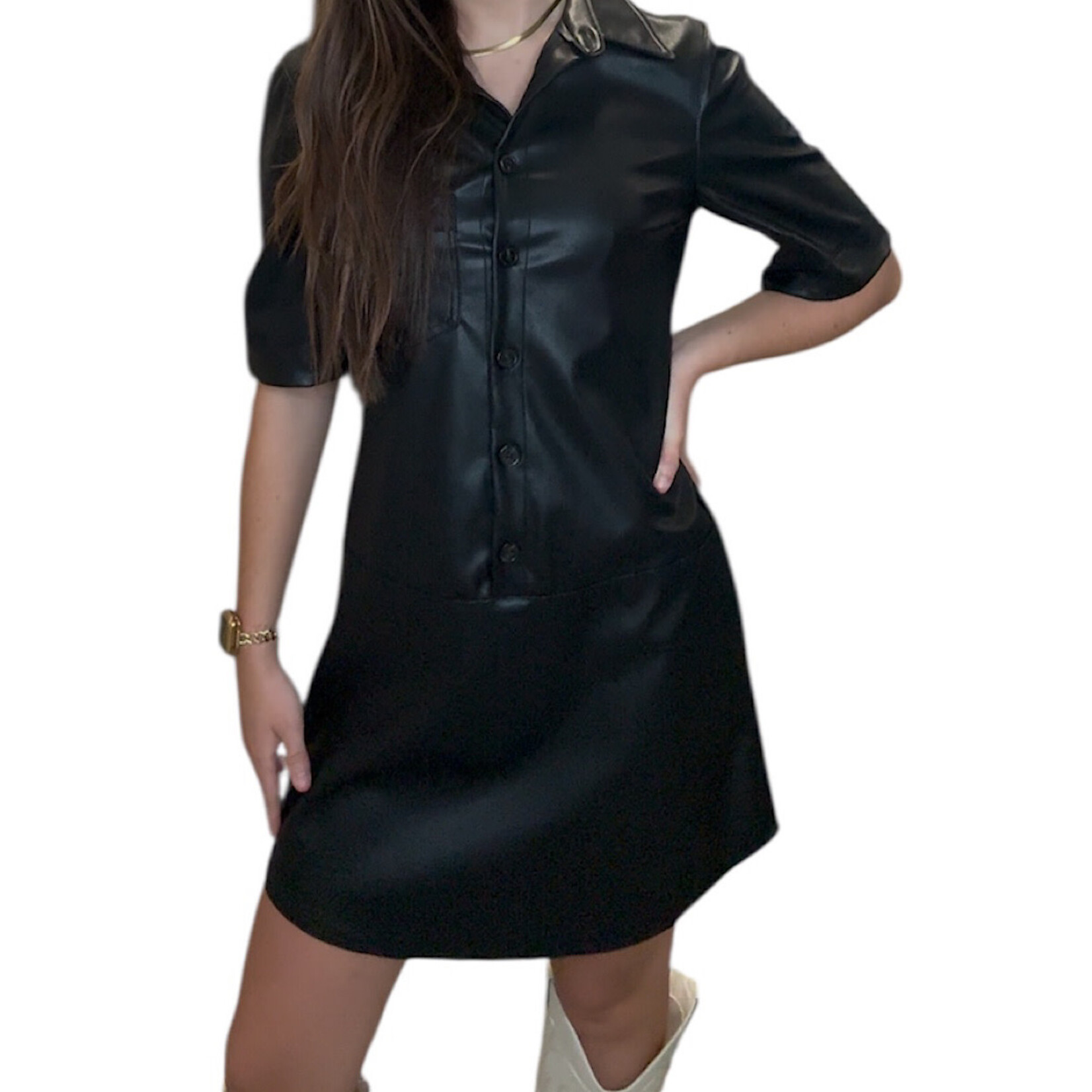 Black Vegan Leather Dress