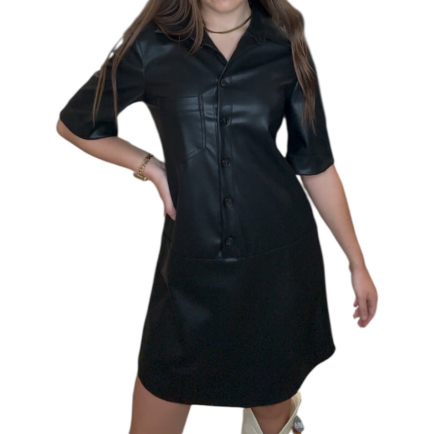Black Vegan Leather Dress