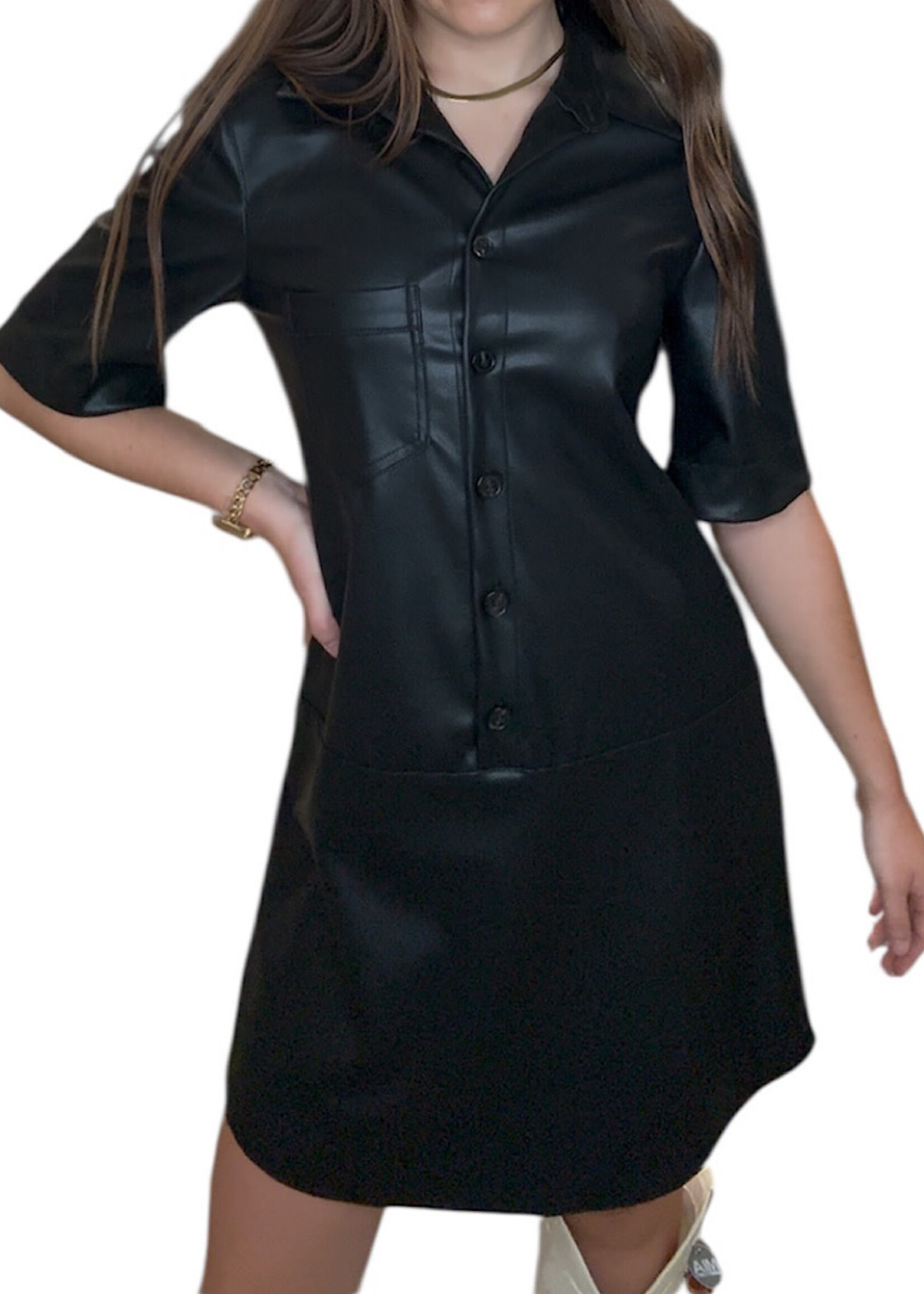 Black Vegan Leather Dress