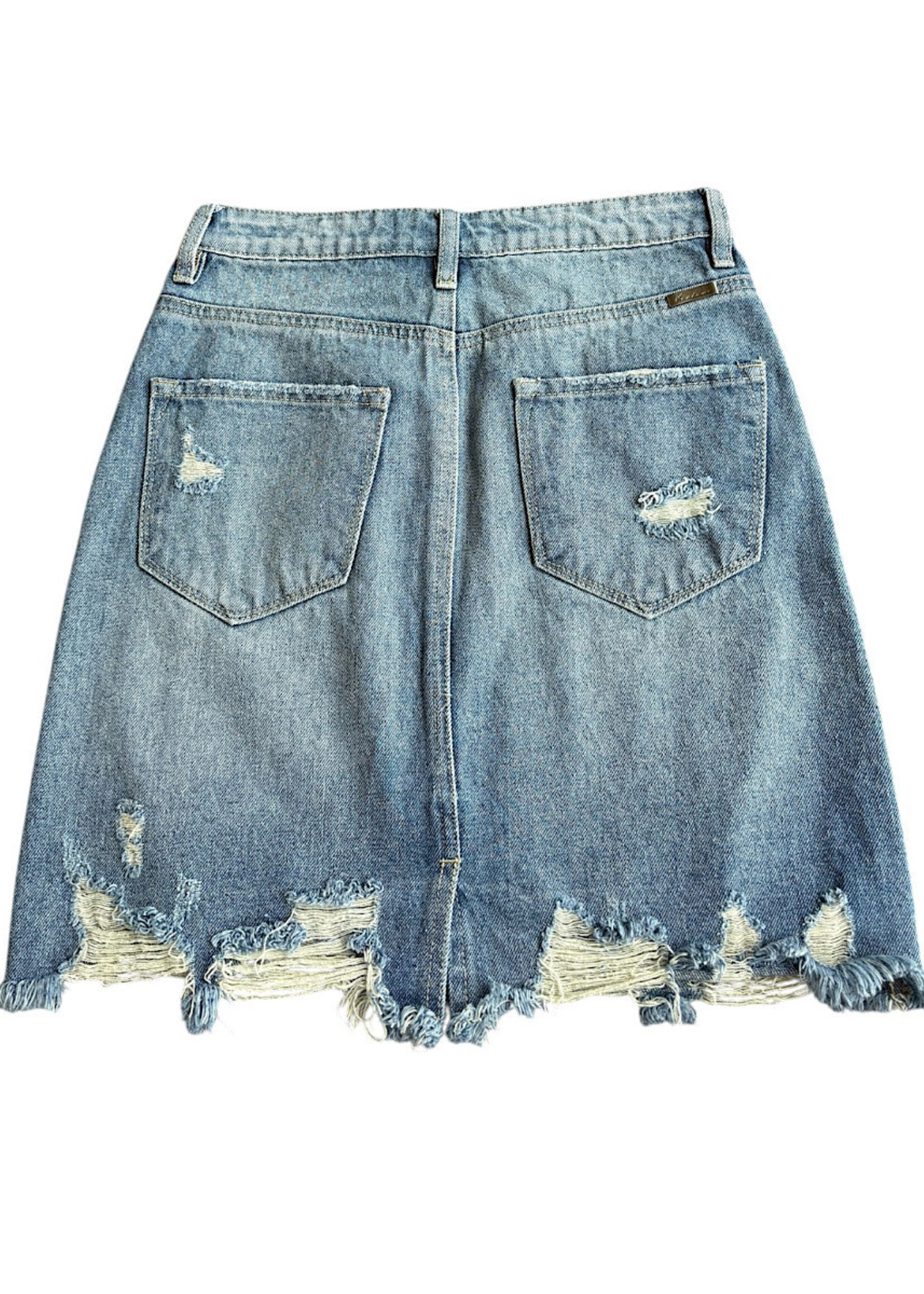 KanCan Denim Skirt with Distressing Size Small-RF
