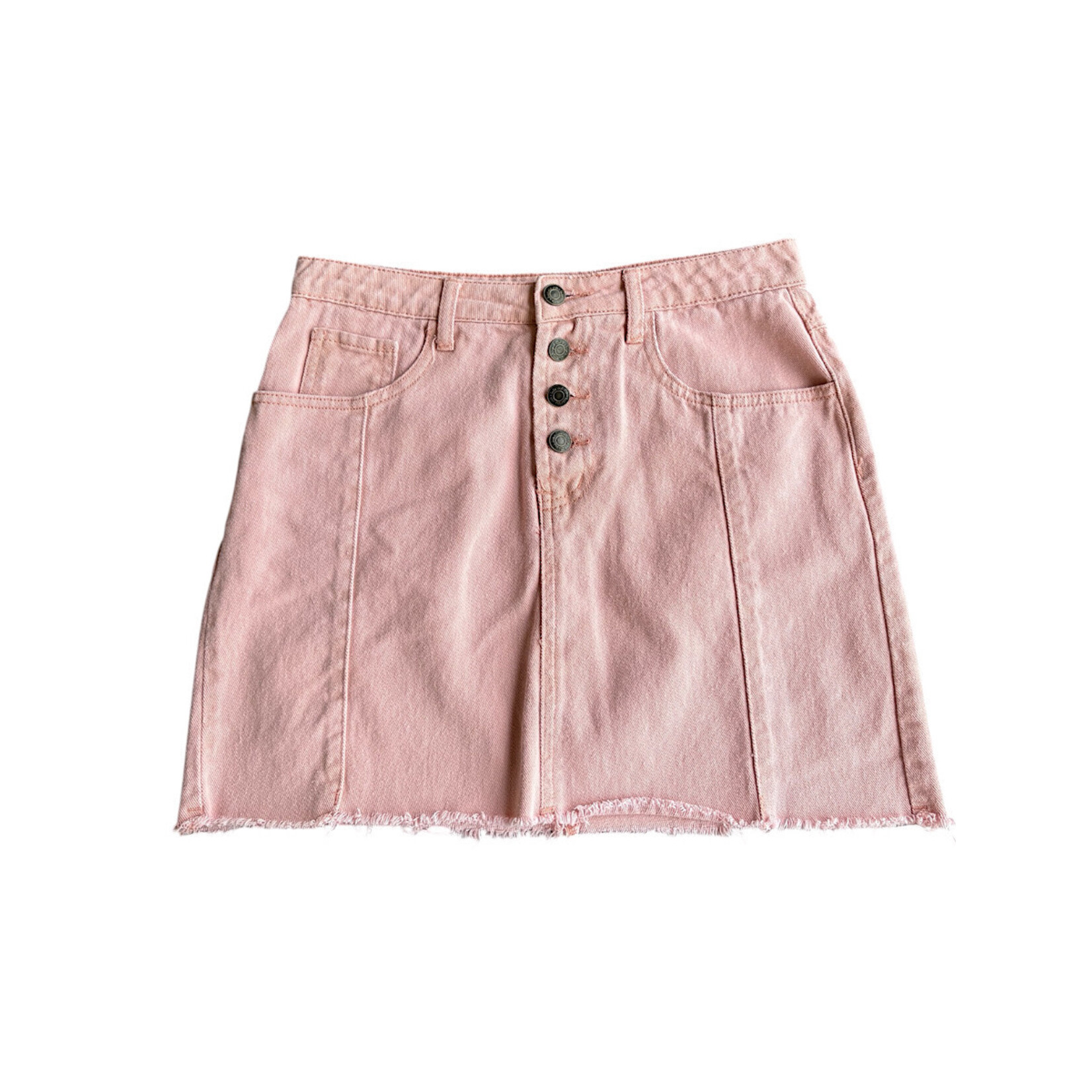 Sadie & Sage Pink Denim Button Fly Skirt Size Small-RF
