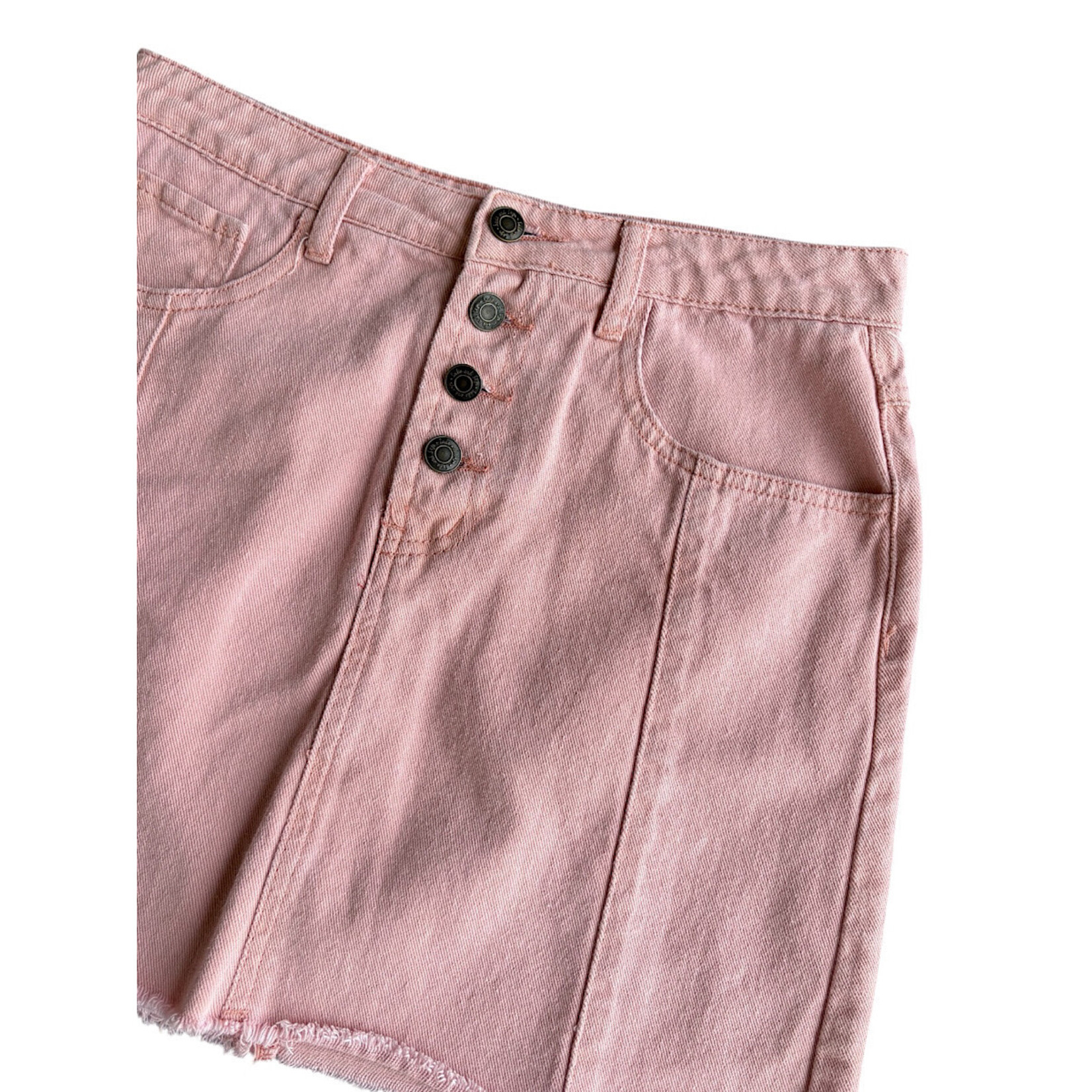 Pink Denim Button Fly Skirt Size Small-RF
