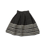 Black and White Pleated Skirt with Braided Rope Detail Size Small-RF