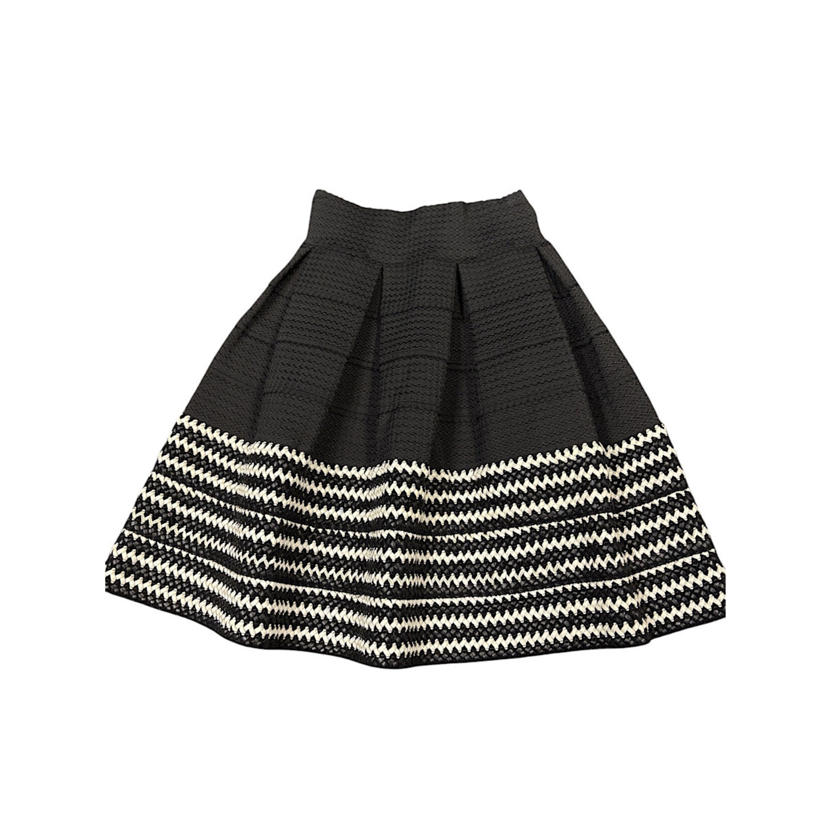 Black and White Pleated Skirt with Braided Rope Detail Size Small-RF
