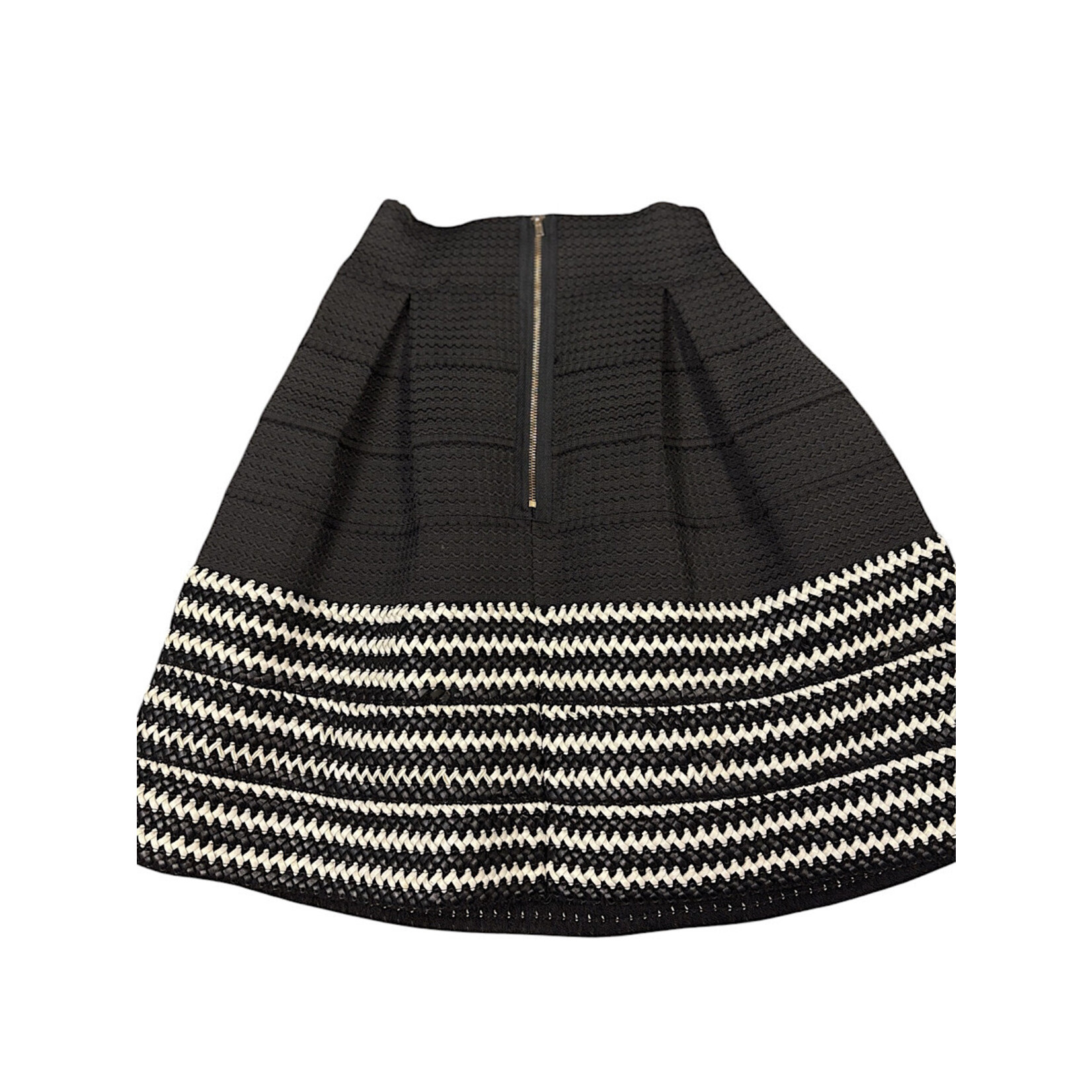 Black and White Pleated Skirt with Braided Rope Detail Size Small-RF