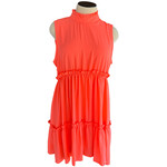 Racheal Bright Coral Sleeveless Tiered Mini Dress Size Large-RF