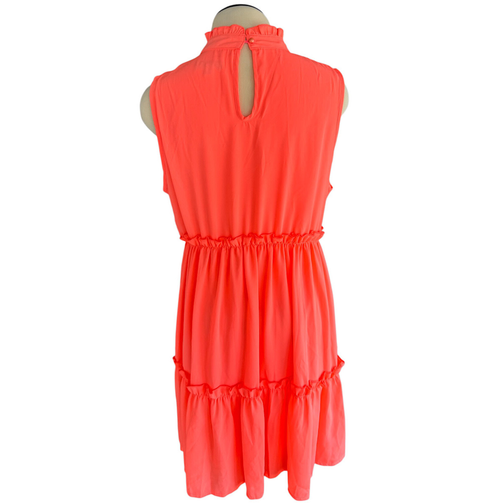 Racheal Bright Coral Sleeveless Tiered Mini Dress Size Large-RF