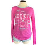 Society Pink Drop Top Long Sleeve Crew Top Size Large-RF