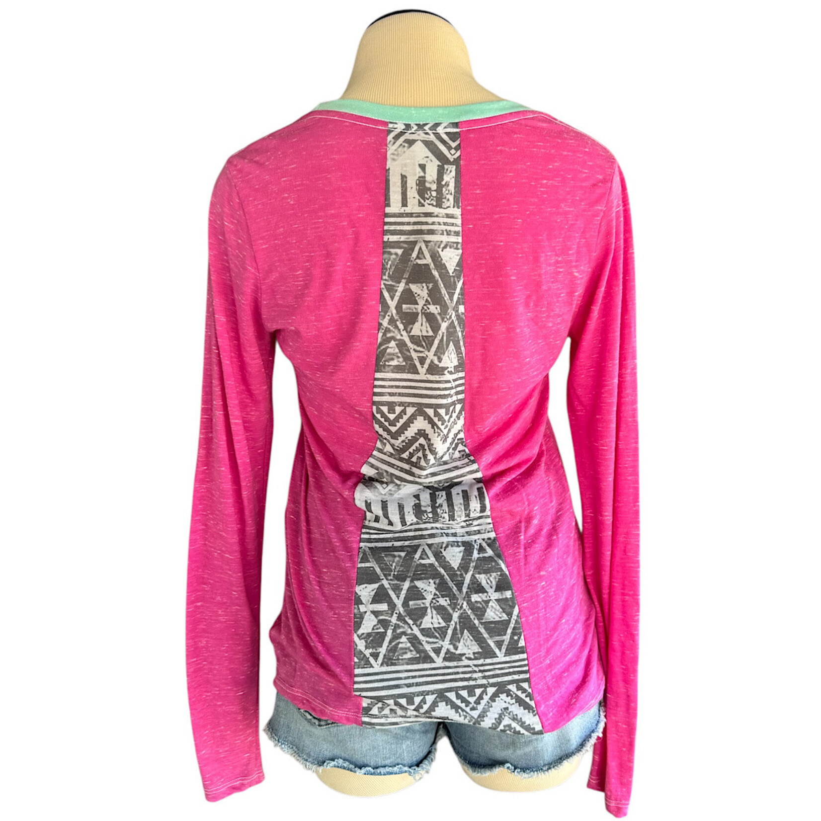 Society Pink Drop Top Long Sleeve Crew Top Size Large-RF