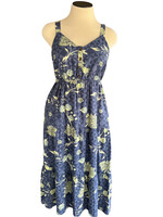 Sonoma Navy Floral Printed Tiered Mid Length Dress Size Small-RF