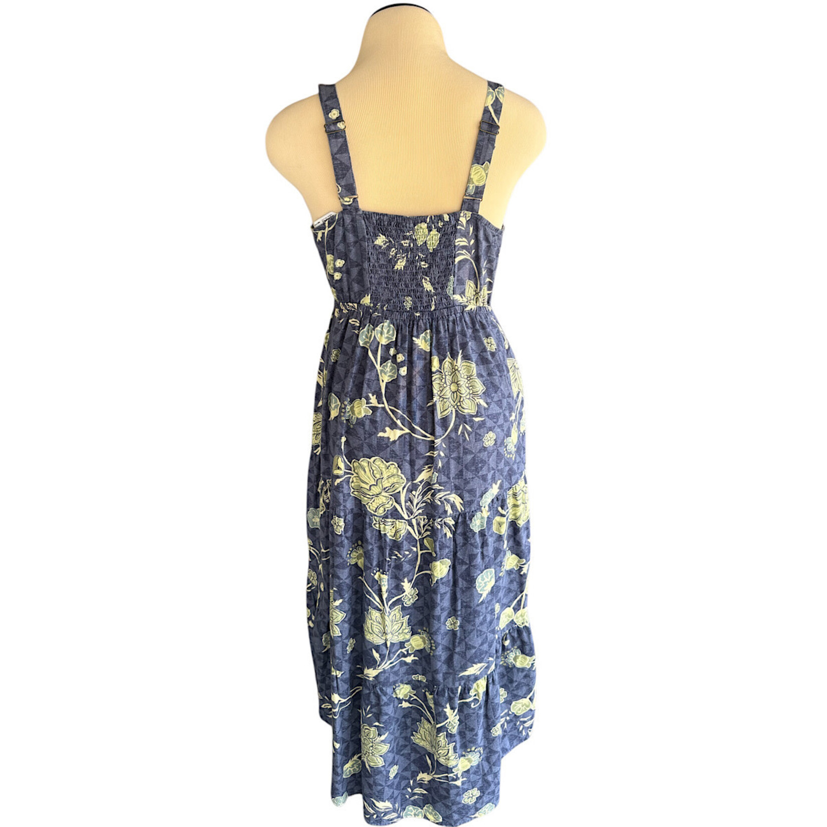 Sonoma Navy Floral Printed Tiered Mid Length Dress Size Small-RF