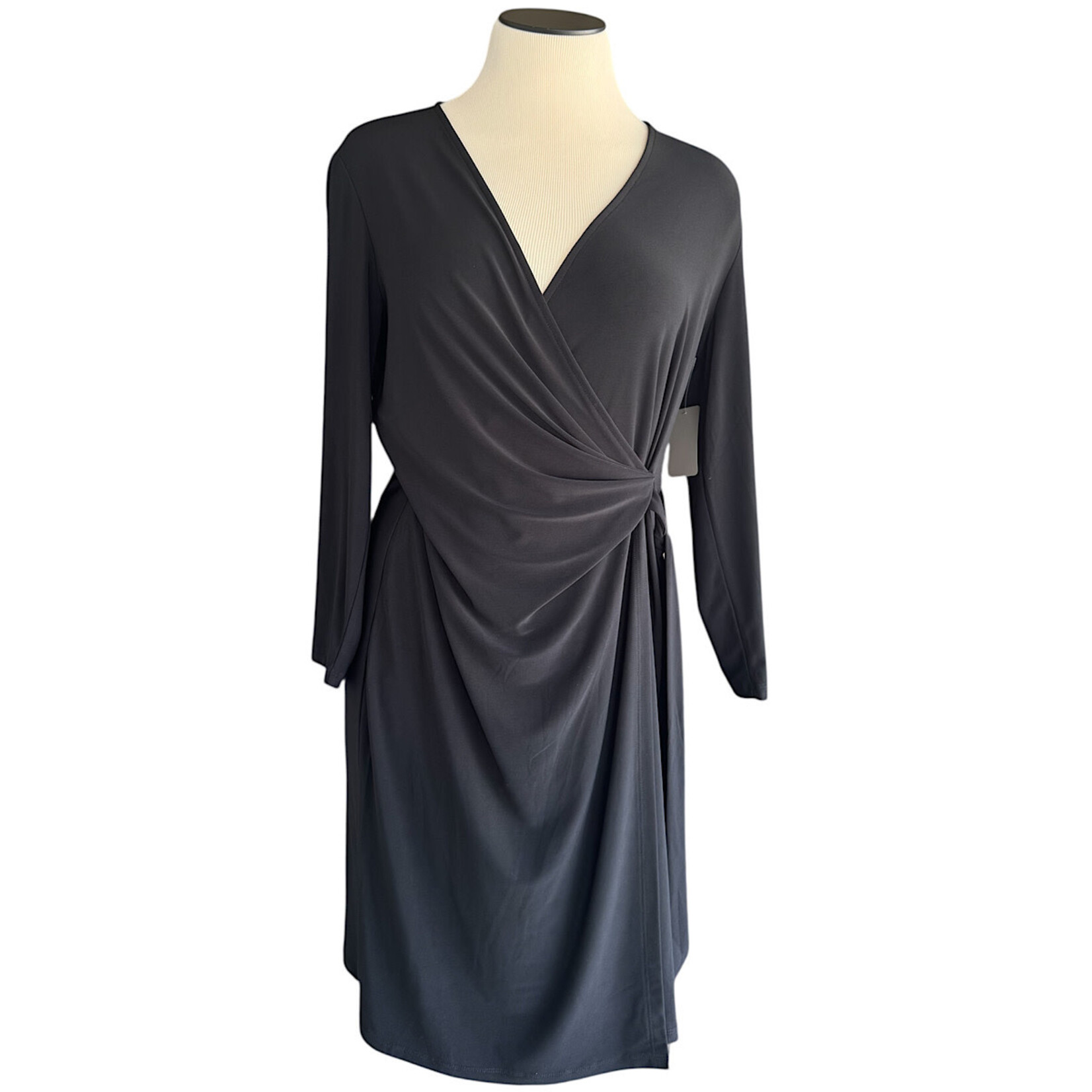 Black Label Black Surplice Wrap Dress Size 6-RF