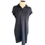LOFT Black Ultra Soft 1/4 Button Collared Dress Size Large-RF