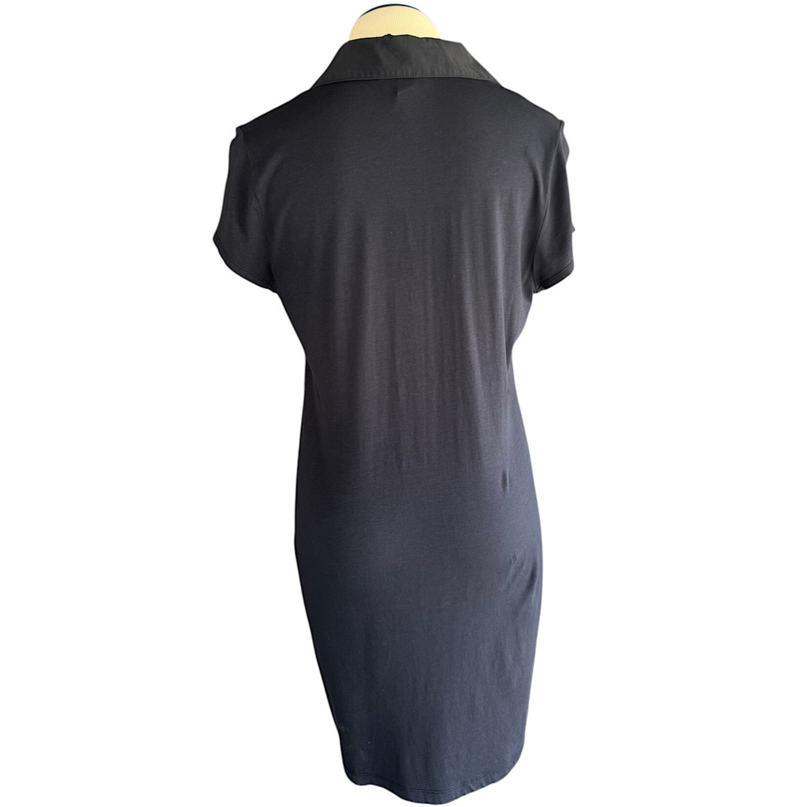 LOFT Black Ultra Soft 1/4 Button Collared Dress Size Large-RF