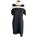 NINA LEONARD Black/Ivory Open Shoulder Dress Size Medium-RF