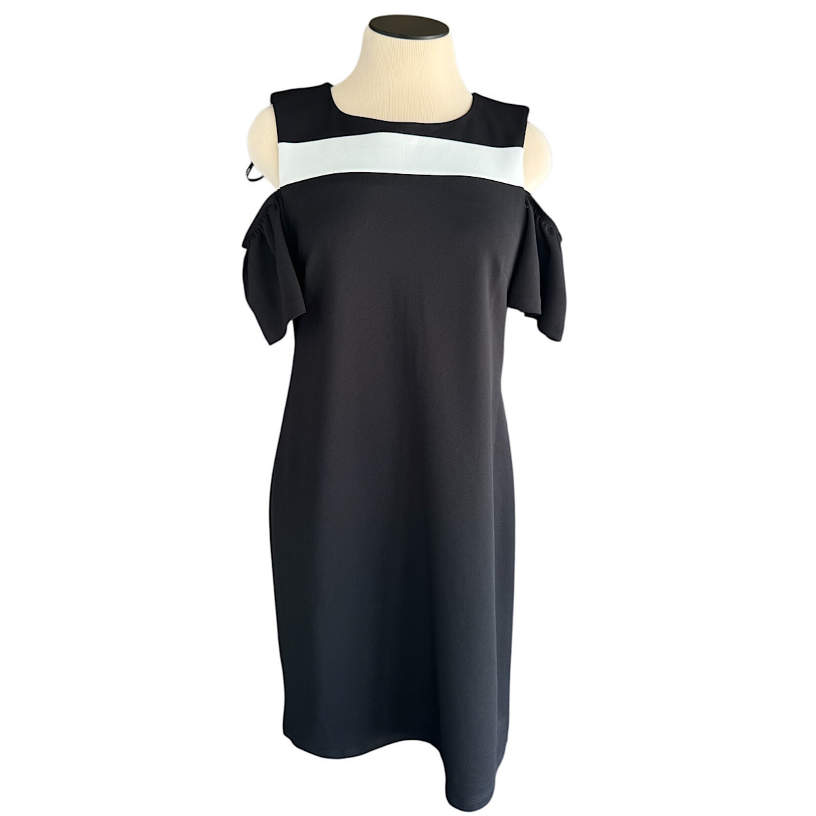 NINA LEONARD Black/Ivory Open Shoulder Dress Size Medium-RF