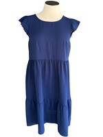 AGB Navy Flutter Sleeve Tiered Mini Dress Size Small-RF