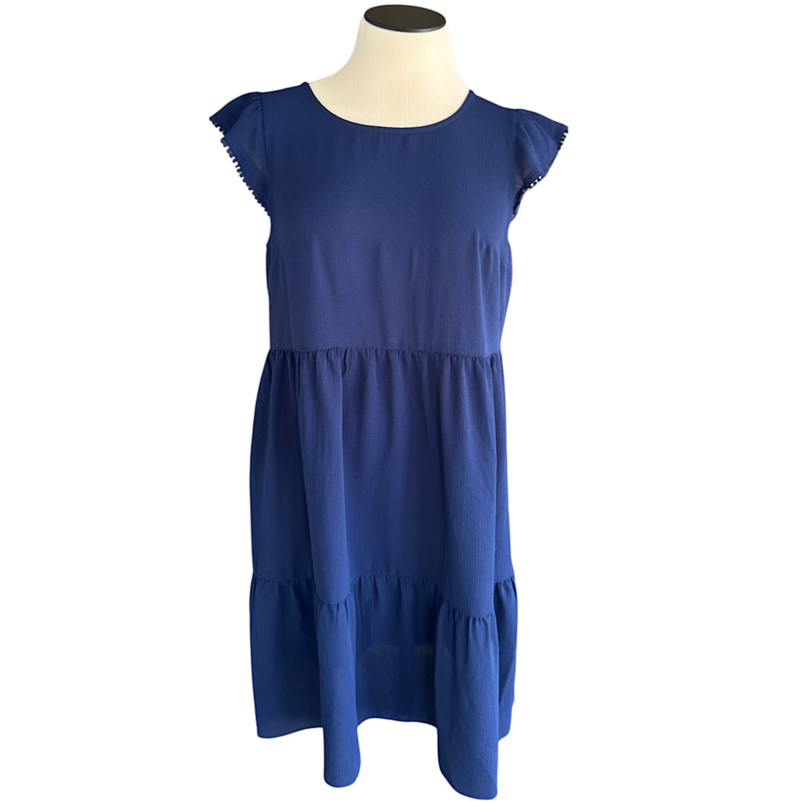 AGB Navy Flutter Sleeve Tiered Mini Dress Size Small-RF