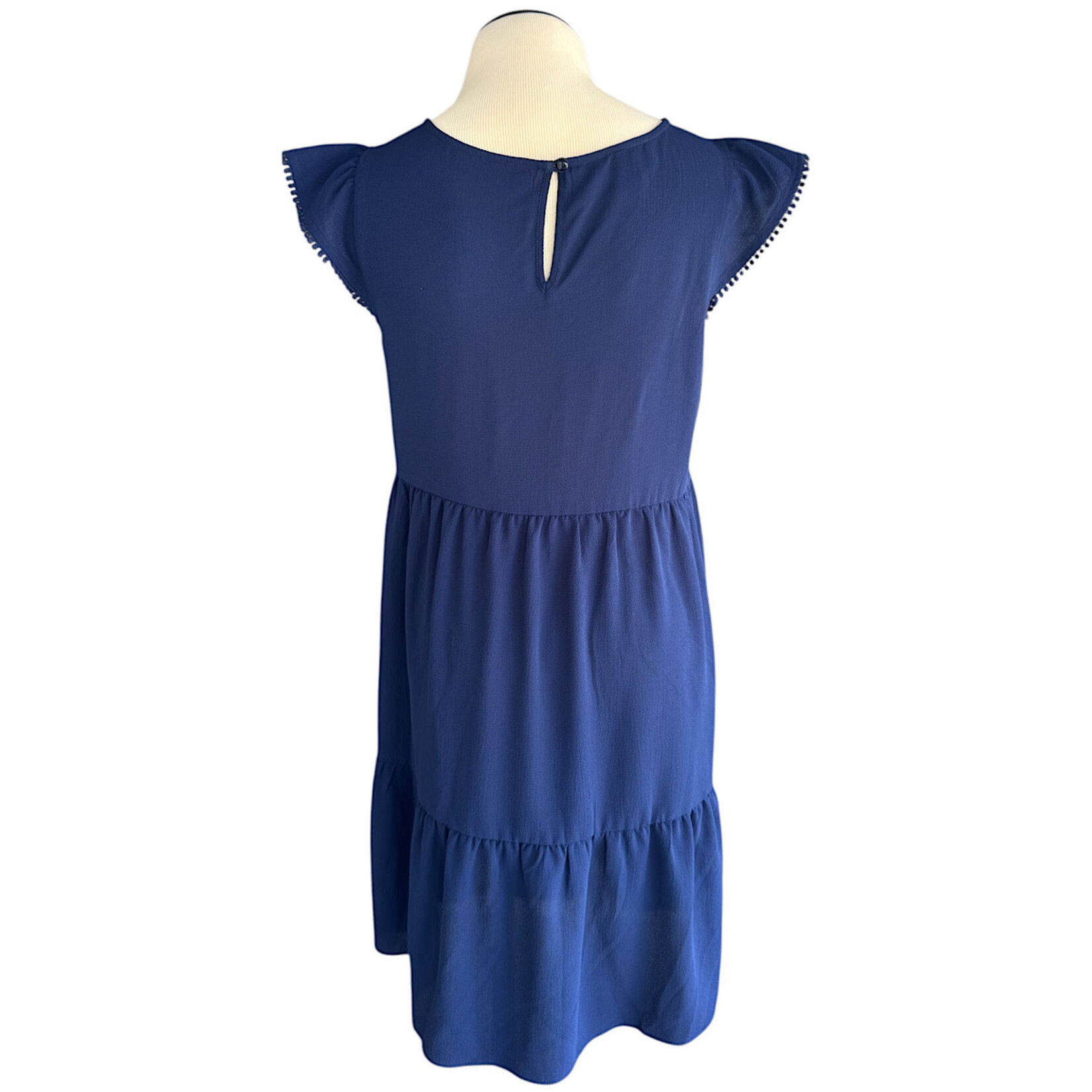 AGB Navy Flutter Sleeve Tiered Mini Dress Size Small-RF