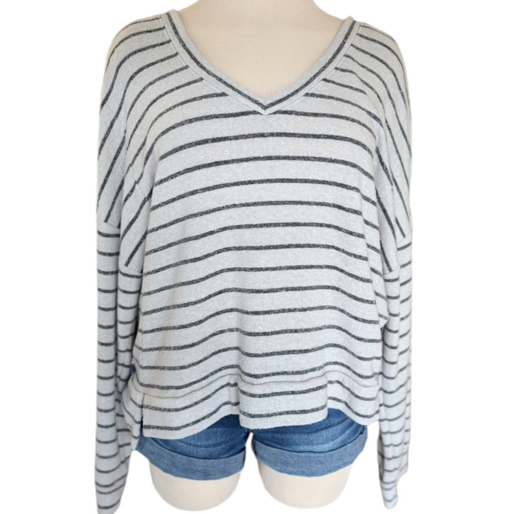 Z Supply Z Supply Light Heather Gray Striped Skimmer Weekender Size M-RF