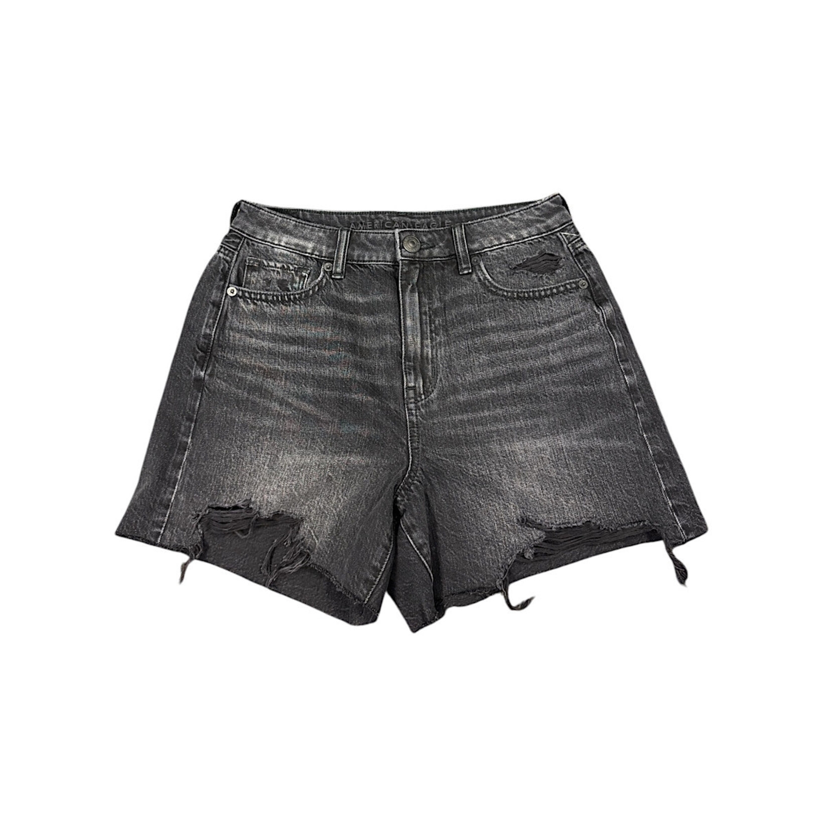 American Eagle Black Wash Distressed Denim Shorts Size 4-RF